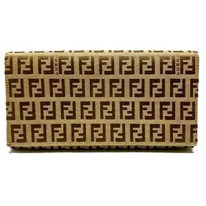 Auth FENDI Zucchino Jacquard Long Wallet